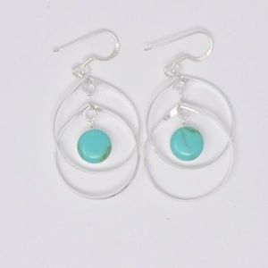 Sterling Silver double open earring w/ turquoise